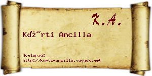 Kürti Ancilla névjegykártya